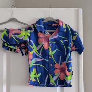 Floral Blue Kids Shirt